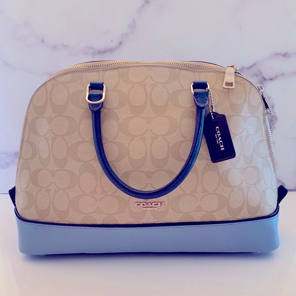 Coach Tan and Blue Satchel (NWOT)